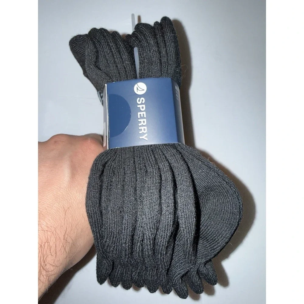 Sperry Boys Socks 10-4 Cushion Quarter Black 10 Pairs Comfort Crew Kids Gift NEW